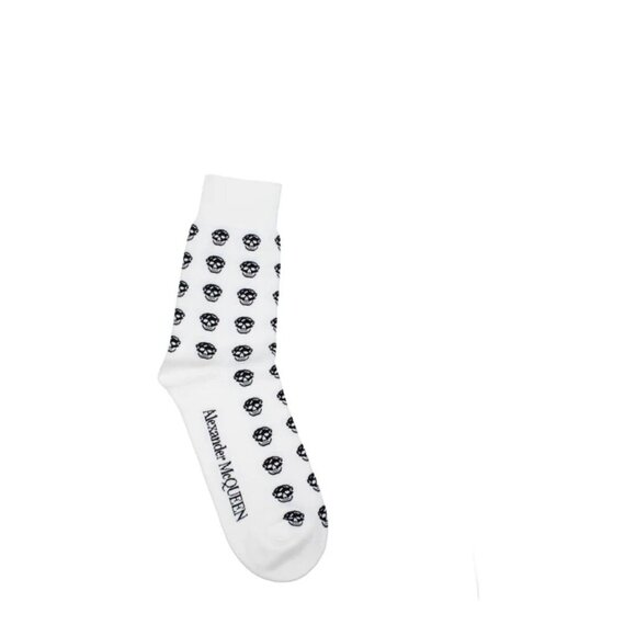 Alexander McQueen White and Black Skull Motif Casual Socks - Picture 1 of 5